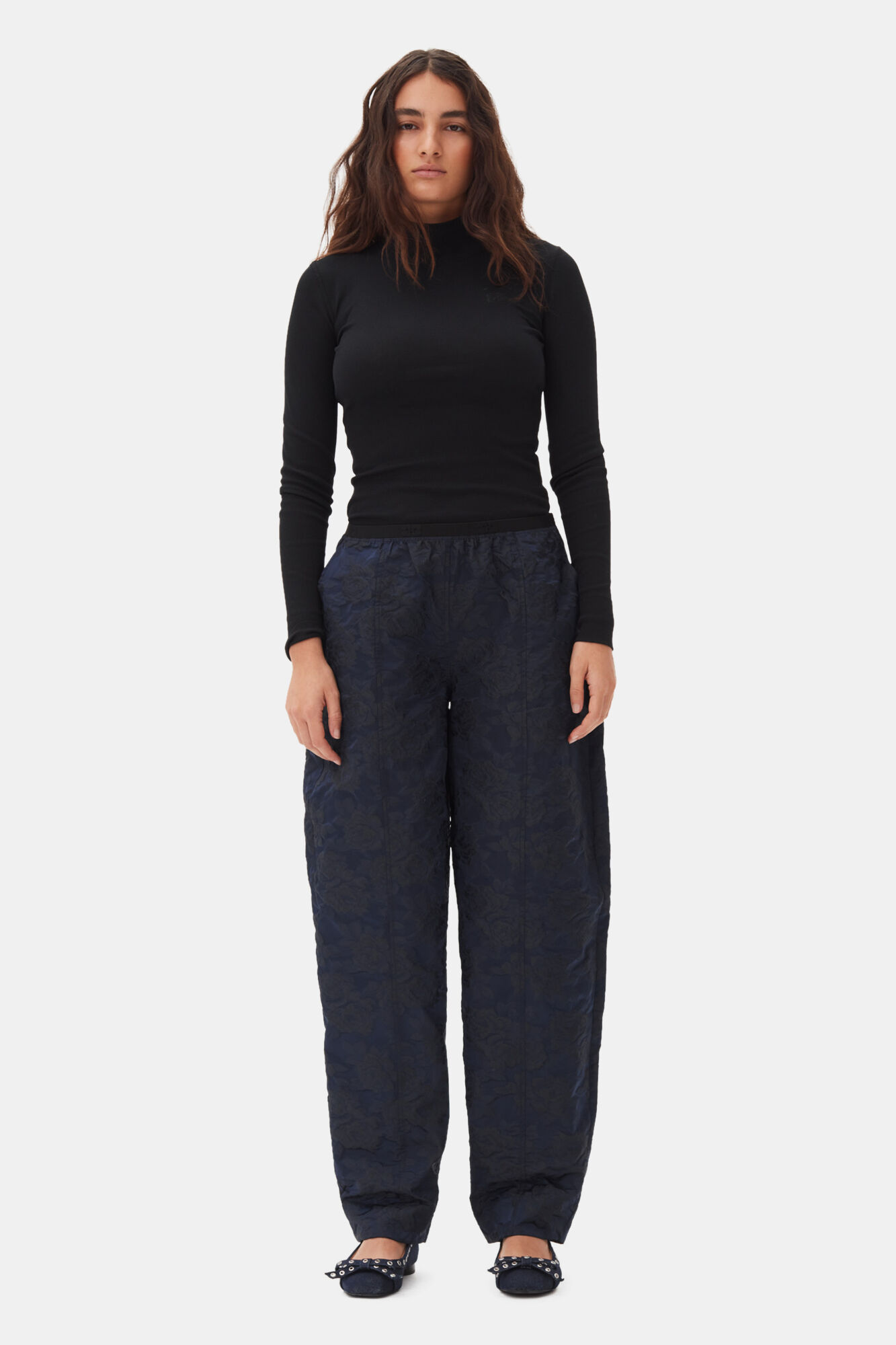 Blue - Jacquard Weave Cotton Elasticated Pant 20