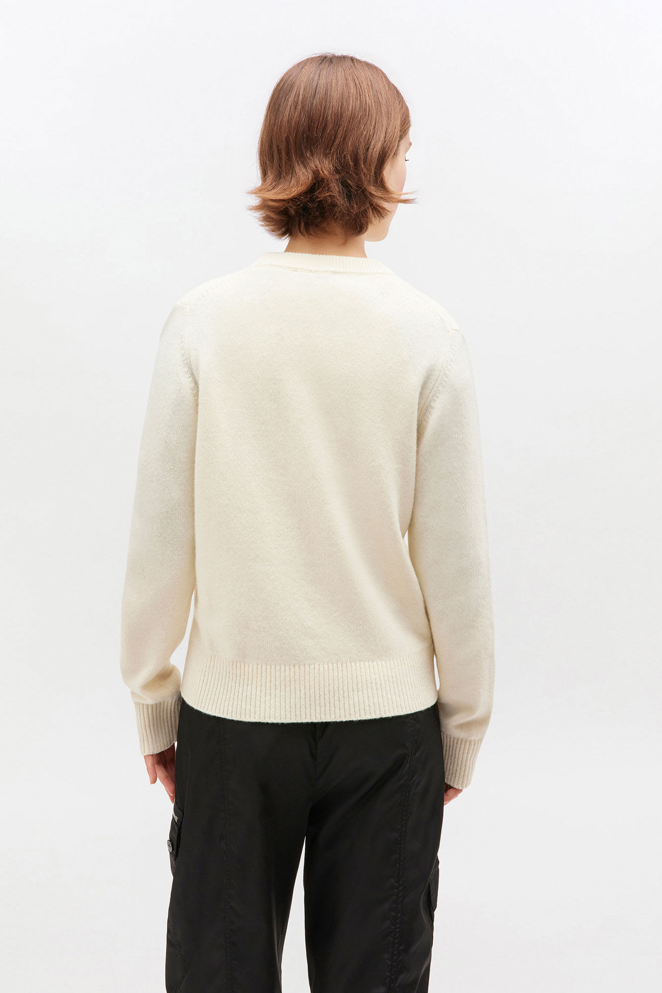 Ivory Puppy Wool Jumper, Recycled Polyamide, in colour Egret - 3 - GANNI