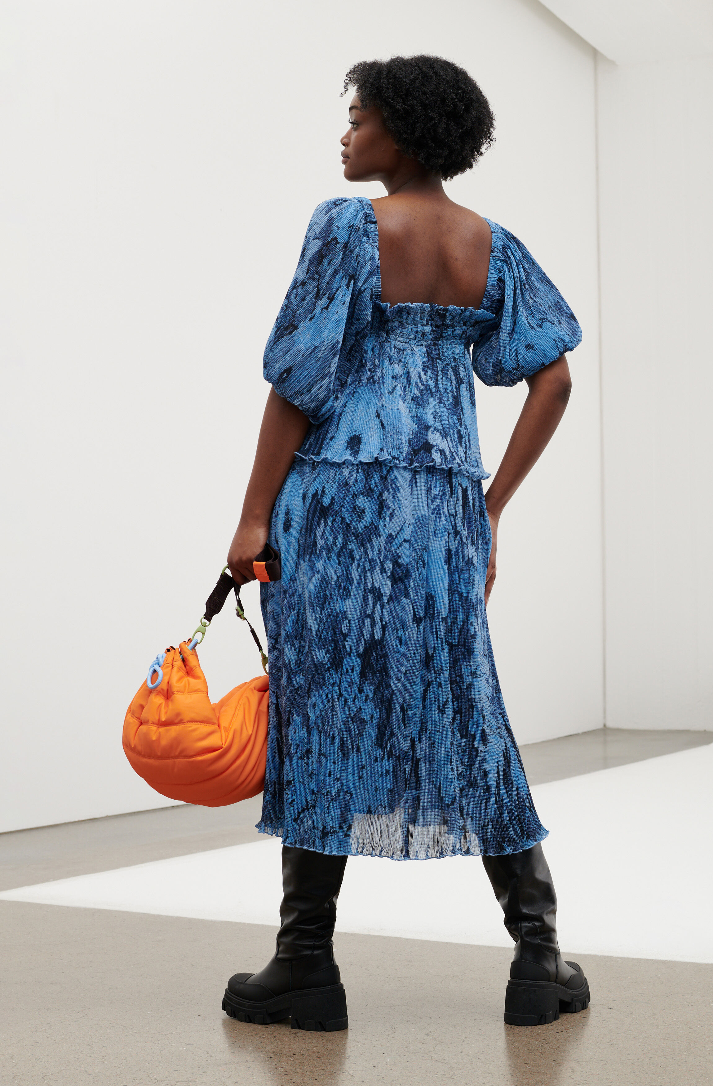 Placid Blue Pleated Georgette Layer 