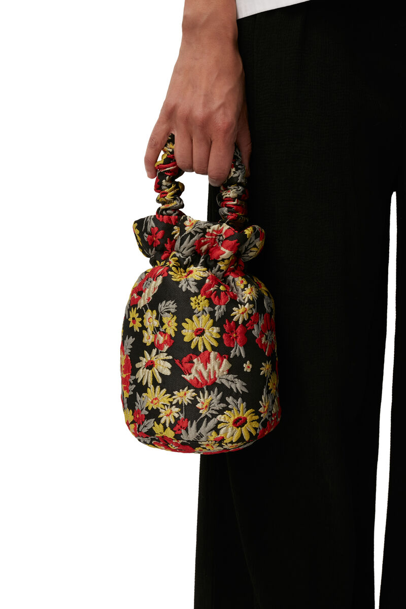 Väska med rynkat handtag, Polyamide, in colour Meadow Black - 4 - GANNI