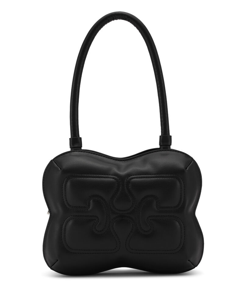 Svart väska med topphandtag och fjäril, Polyester, in colour Black - 1 - GANNI