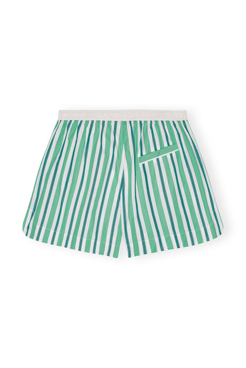 Short Green Striped Cotton Elasticated, Cotton, in colour Creme de Menthe - 2 - GANNI