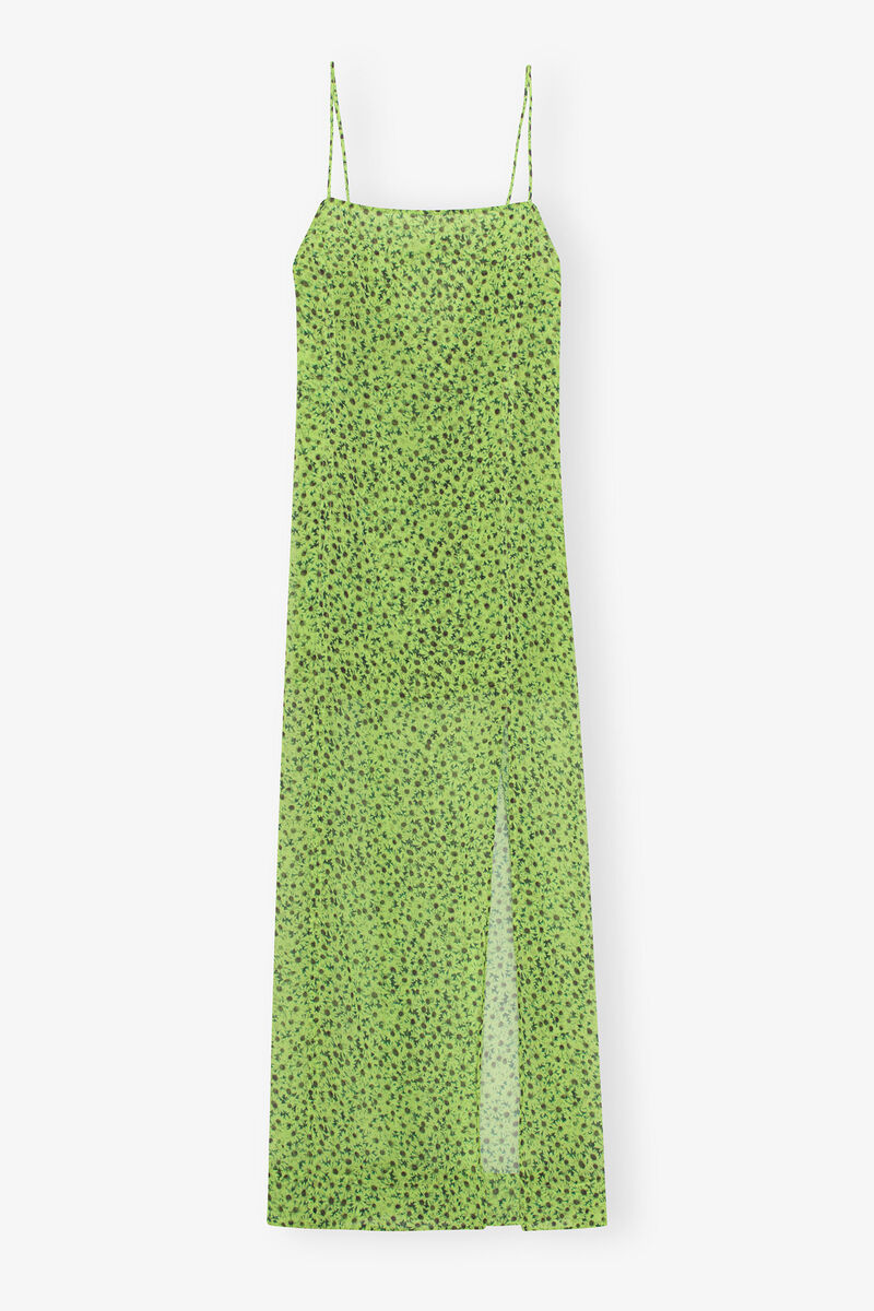 Chiffon Midi Underklänning, Recycled Polyester, in colour Tender Shoots - 1 - GANNI