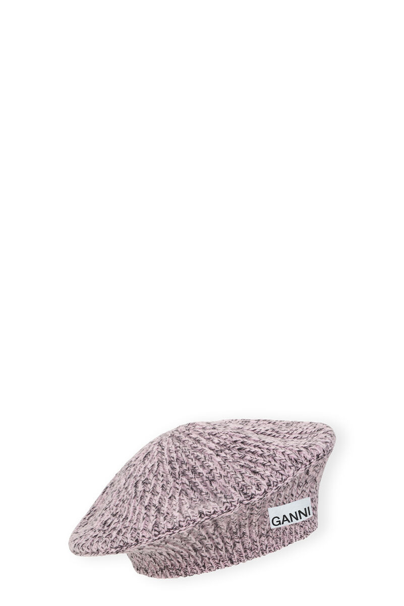 Wool Beret , Recycled Polyamide, in colour Lilac Sachet - 1 - GANNI