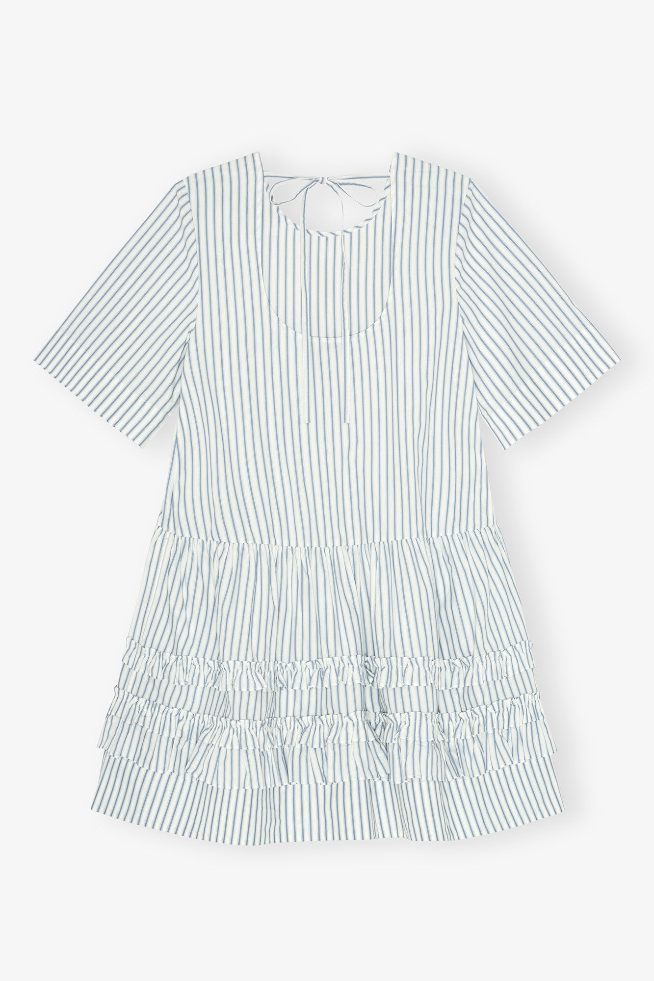 Robe courte rayée en coton biologique, Cotton, in colour Egret - 2 - GANNI