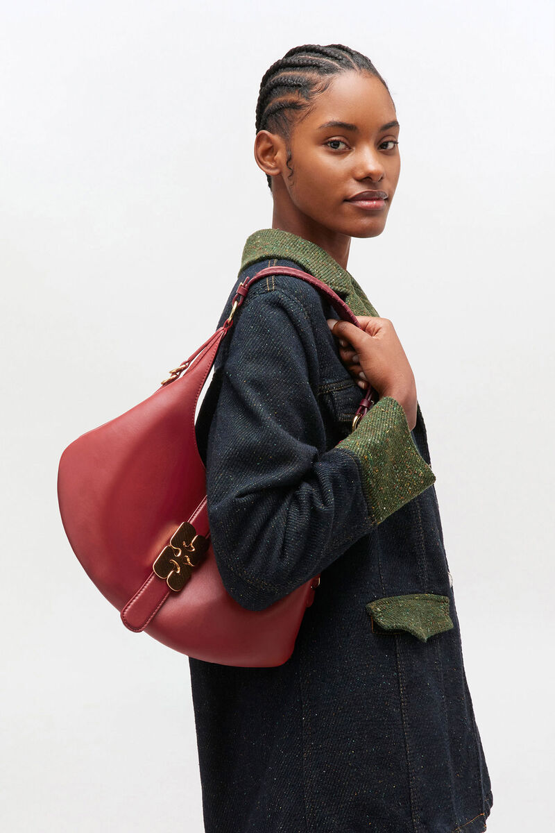 Red Small Kat Bag, Polyester, in colour Red Dahlia - 4 - GANNI