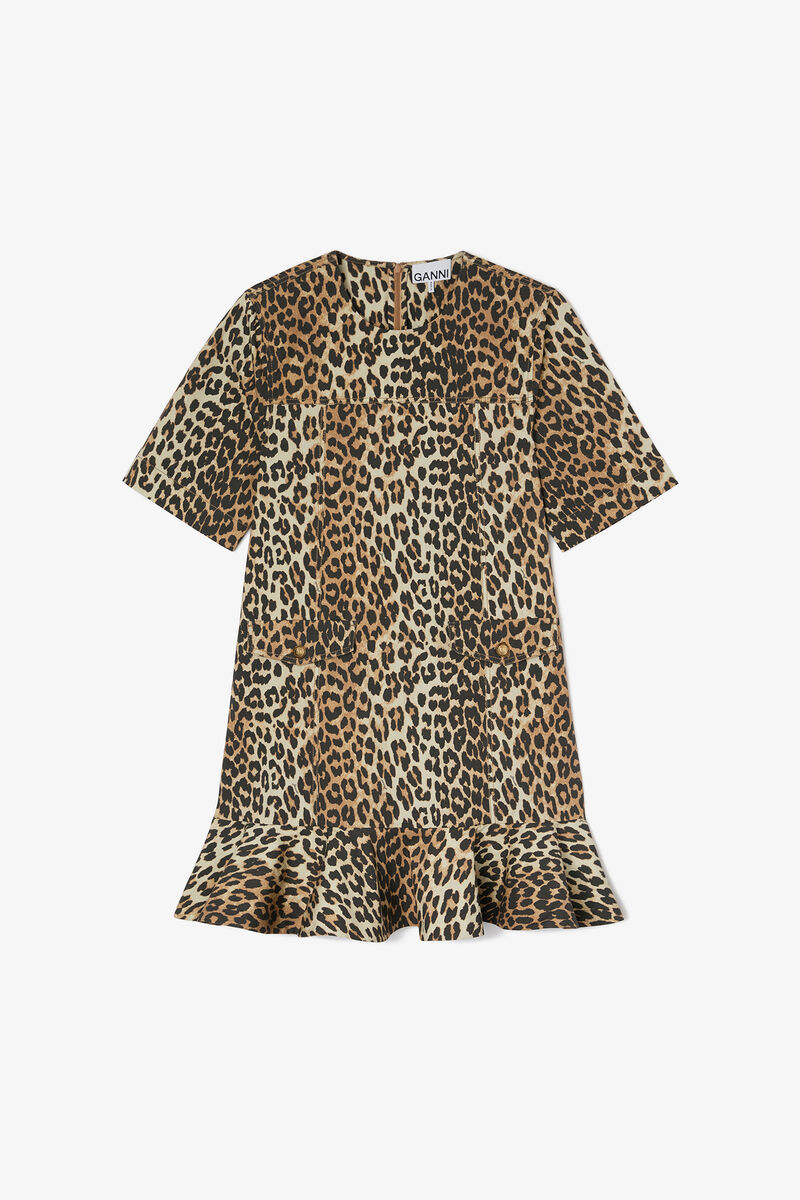 Stretch Cotton Mini Dress, Organic Cotton, in colour Almond Milk - 1 - GANNI