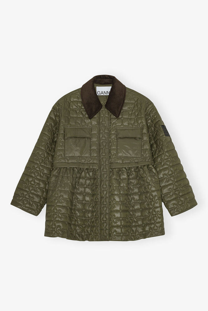 Green Quilt Midi Jacket, Kalamata