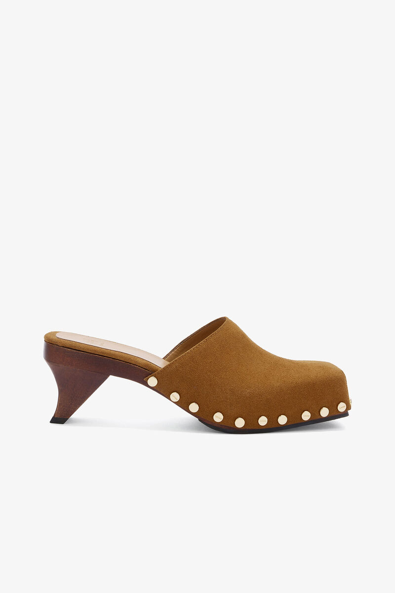 June Sabot Mule in Brown, Leather, in colour Caramel Caf&eacute; - 1 - GANNI