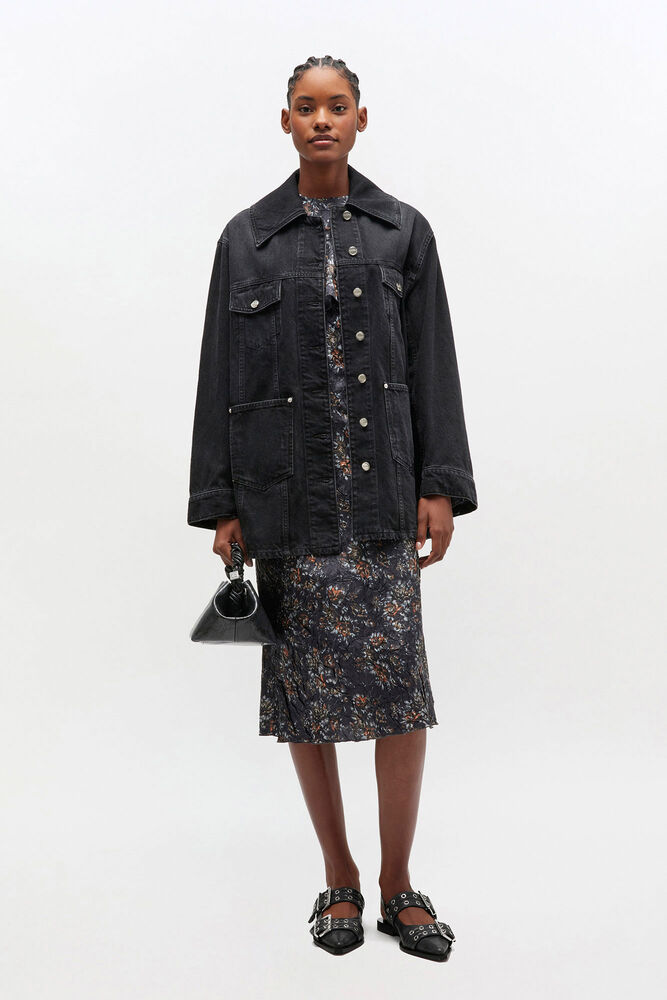 Black Washed Denim Jacket, Black Washed