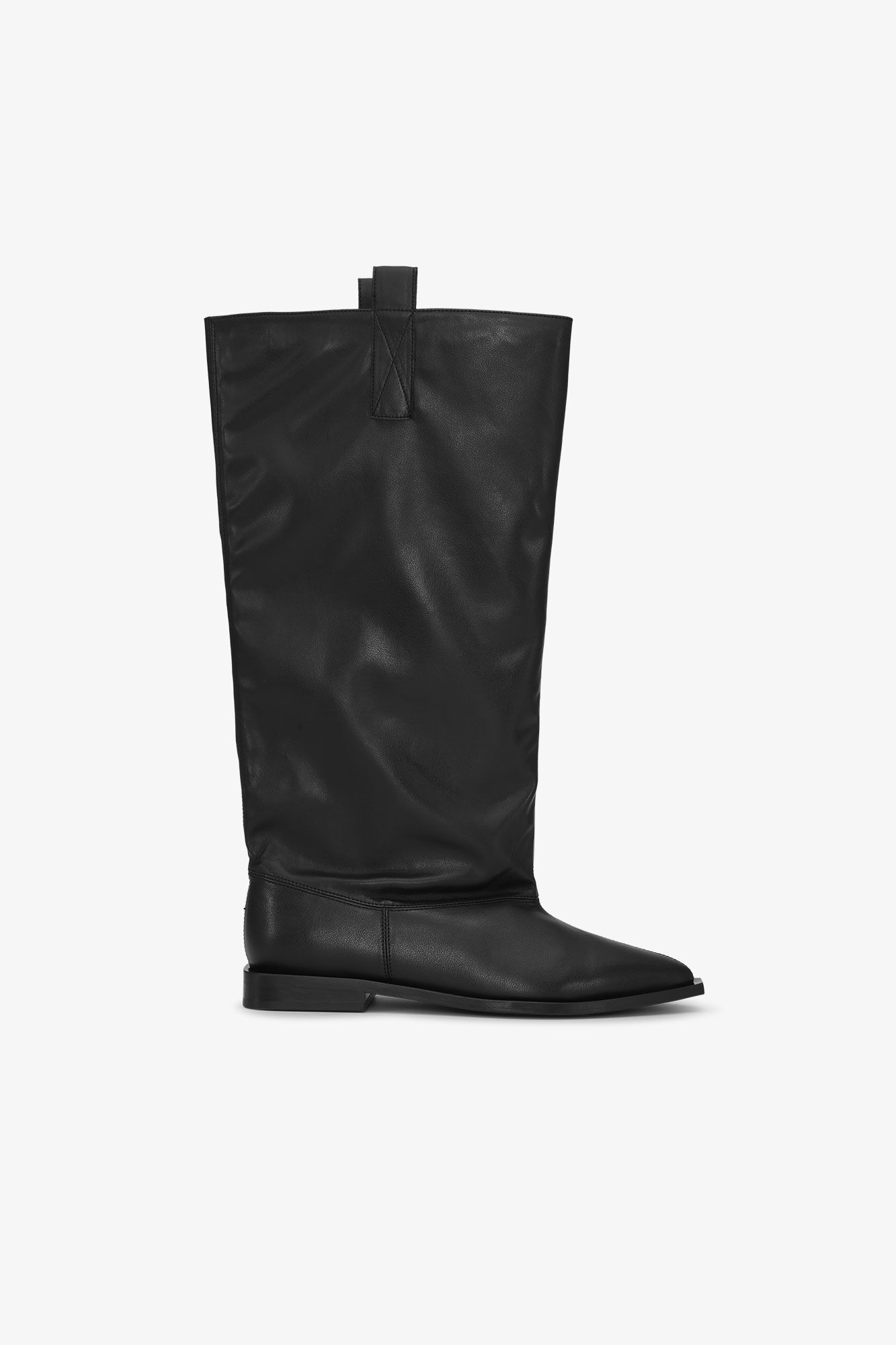 Black Black Western Loose Flat Tubular Boots | GANNI CH