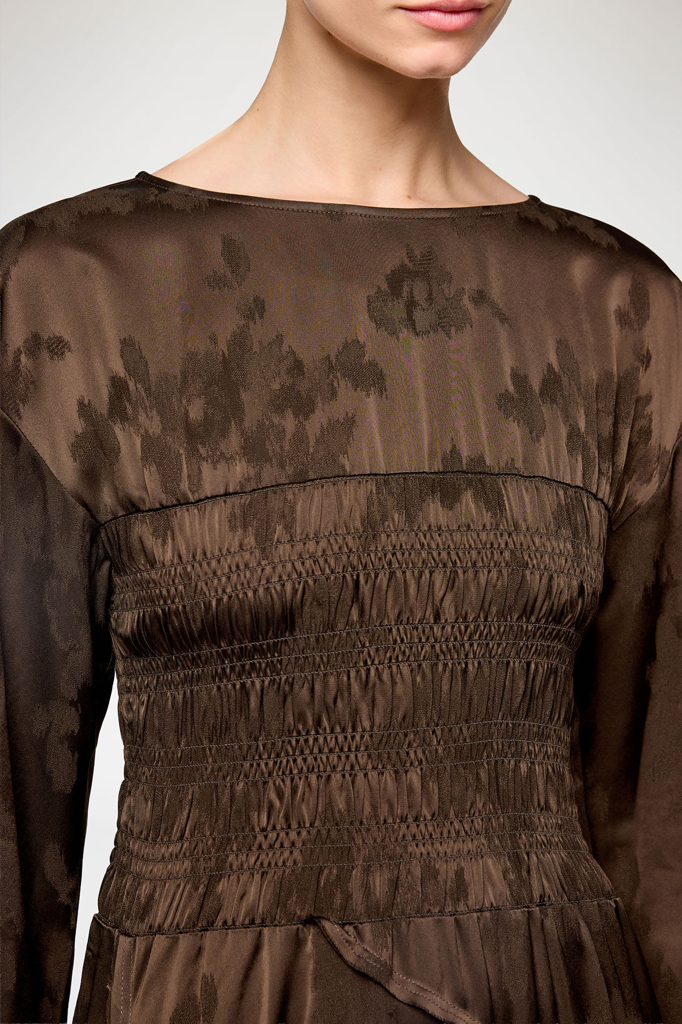 Dress in Brown Satin, Acetate, in colour Demitasse - 3 - GANNI