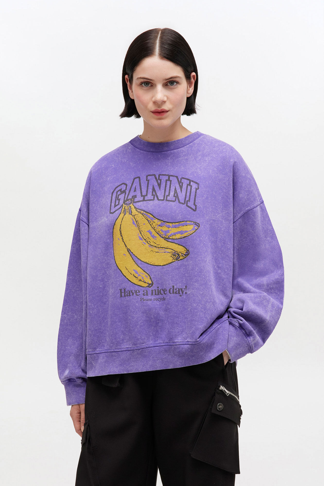 Vintage Wash Sweatshirt, in colour Passion Flower - 1 - GANNI