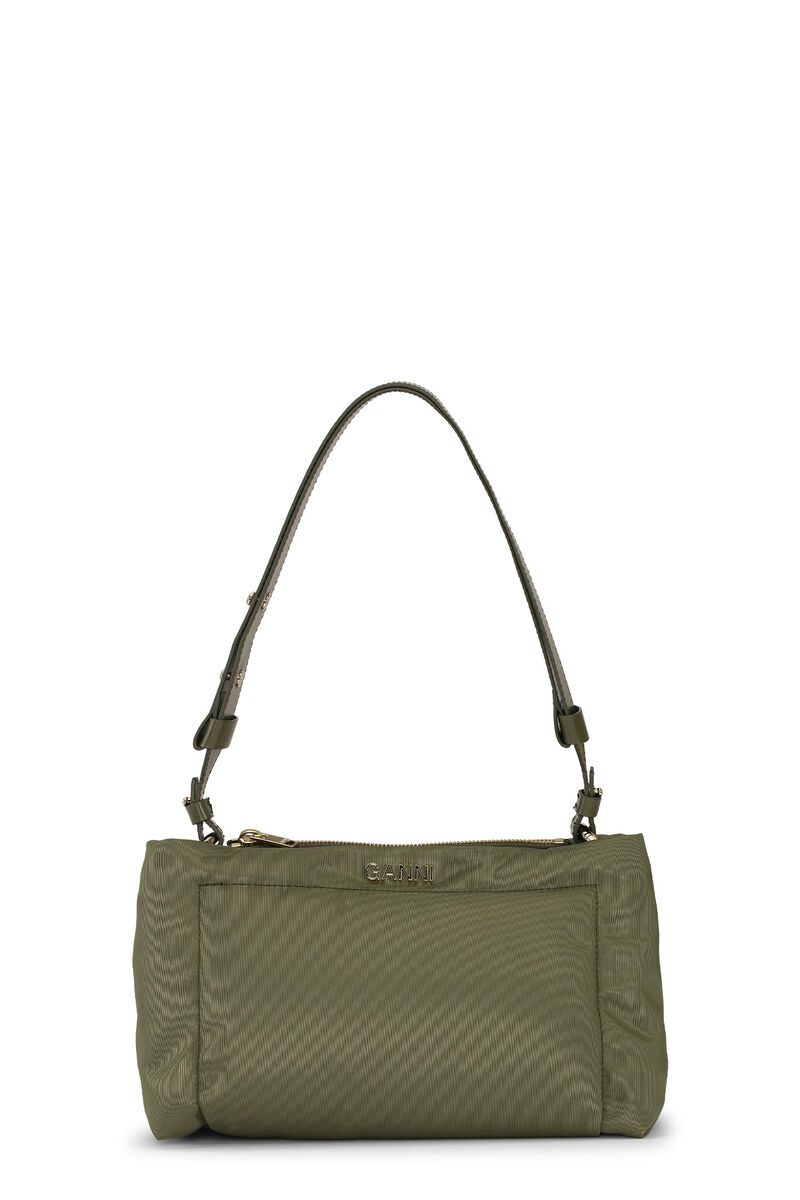 Sac baguette moyen, Leather, in colour Kalamata - 1 - GANNI