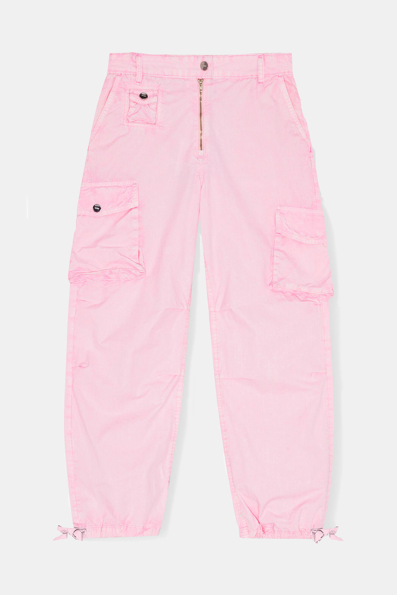 Pants in Pink Washed Cotton Twill, Organic Cotton, in colour Primrose Pink - 1 - GANNI