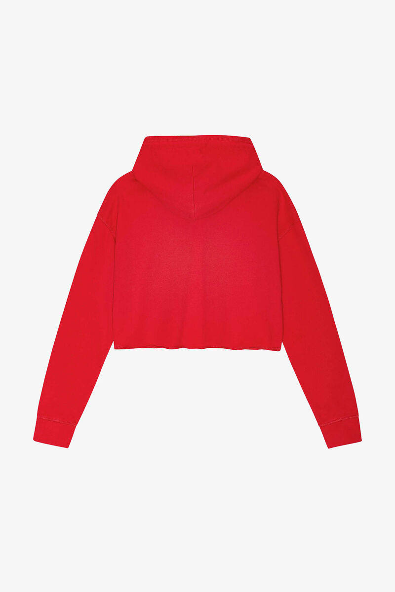 Red Rhinestone Hoodie, Cotton, in colour Racing Red - 2 - GANNI