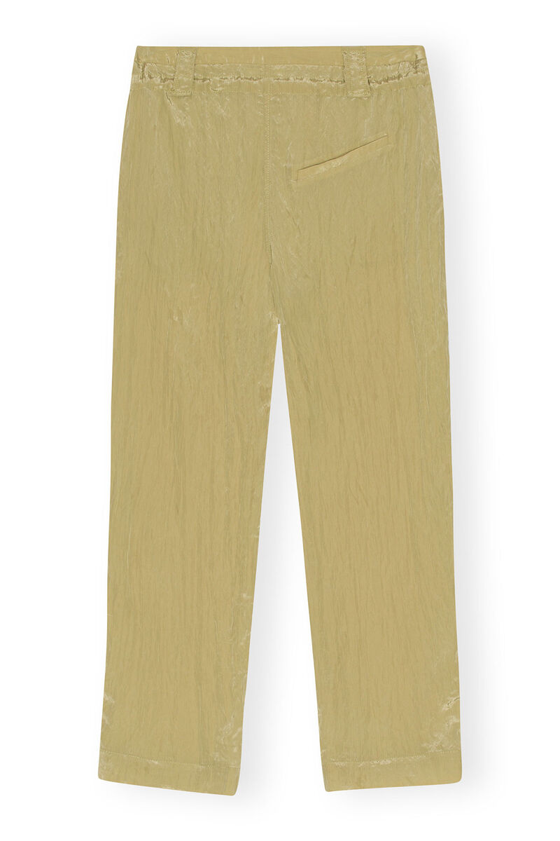 Leek Green Shiny Tech Pants GANNI US