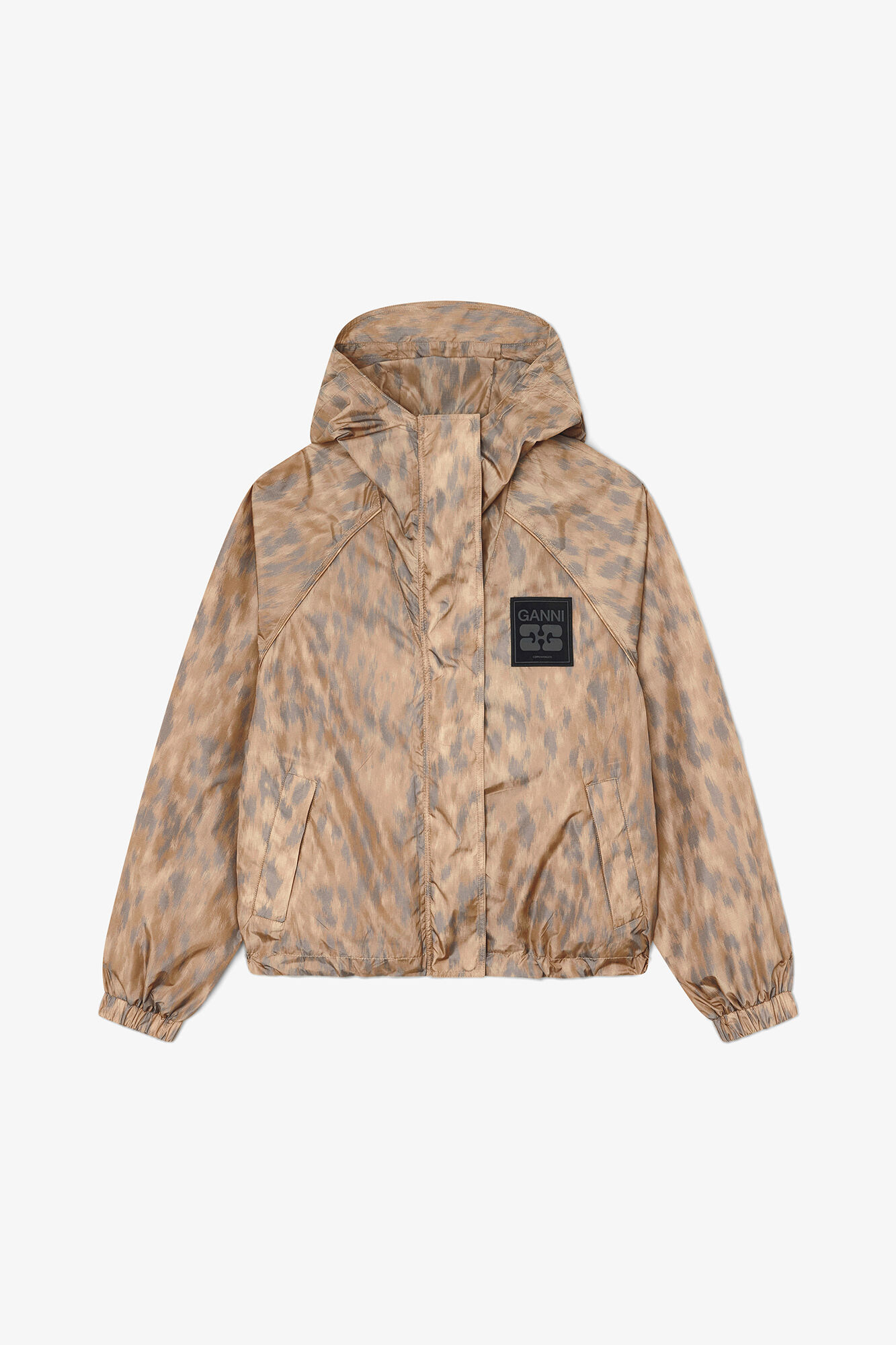 Flyweight Jacket in Printed Nylon, Recycled Polyamide, in colour Burro - 1 - GANNI