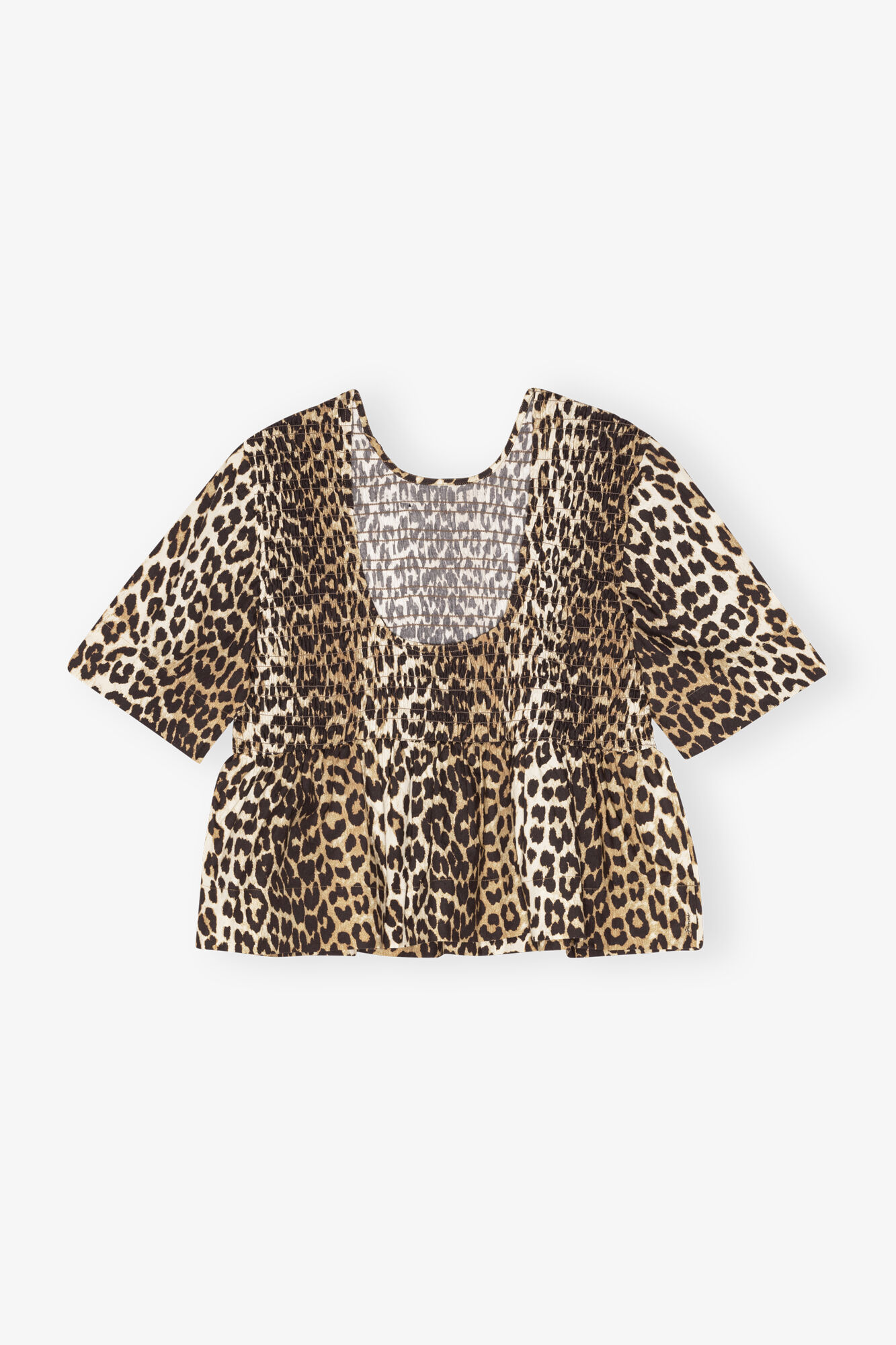 Leopardmönstrad Smock Blus, Cotton, in colour Leopard - 2 - GANNI