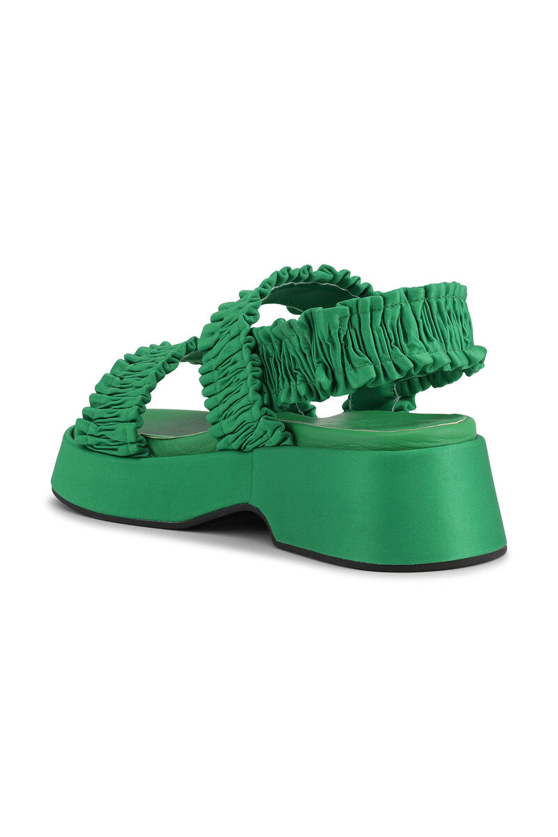 Smock Flatform Sandals , Polyester, in colour Kelly Green - 2 - GANNI