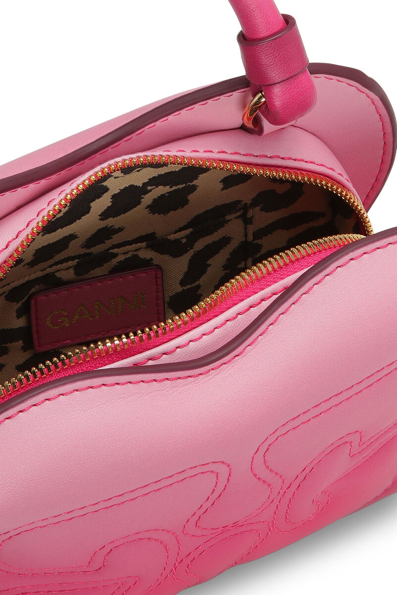 Pink Gradient Small Butterfly Crossbody väska, Polyester, in colour Hot Pink - 3 - GANNI