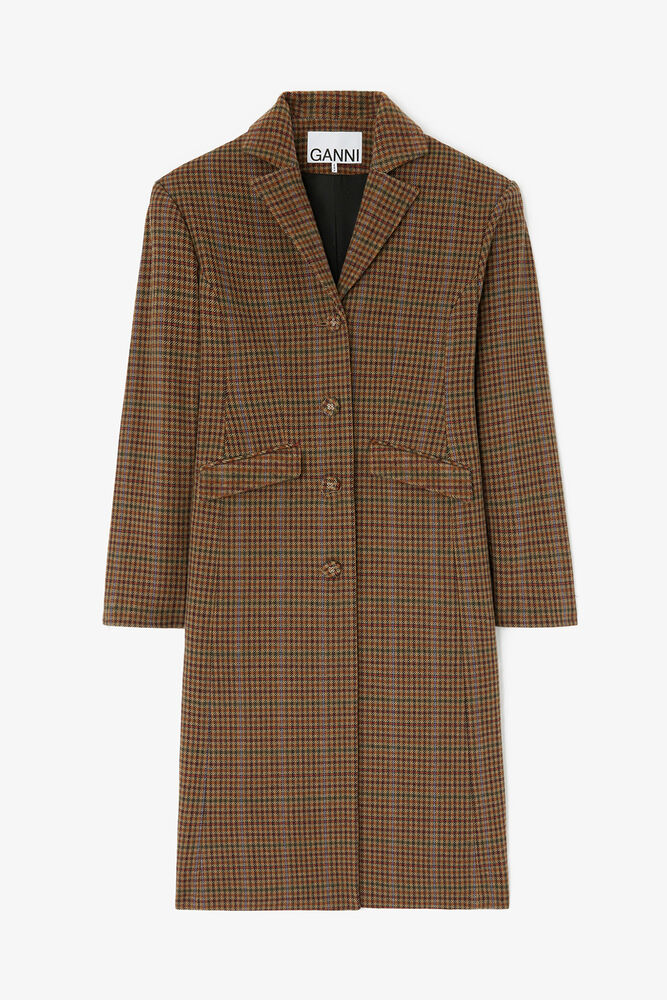 Coat in Check Twill, Multicolour