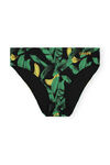 Mittelhoch geschnittene Bikinihose, Elastane, in colour Banana Tree Black - 1 - GANNI