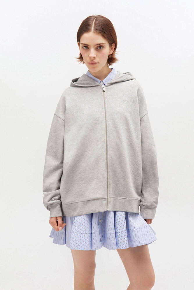 Grey Teddy Zip Hoodie, Paloma Melange