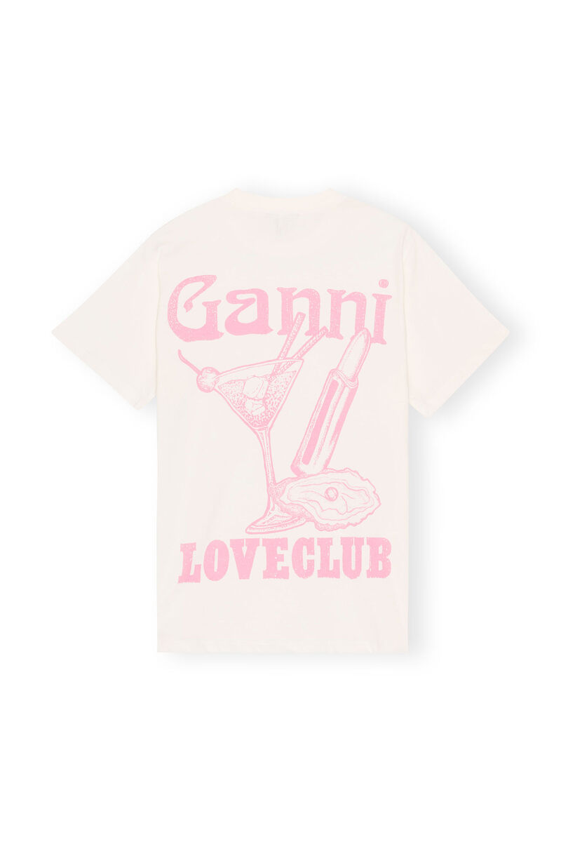 Relaxed Nightclub T-shirt , Cotton, in colour Egret - 2 - GANNI