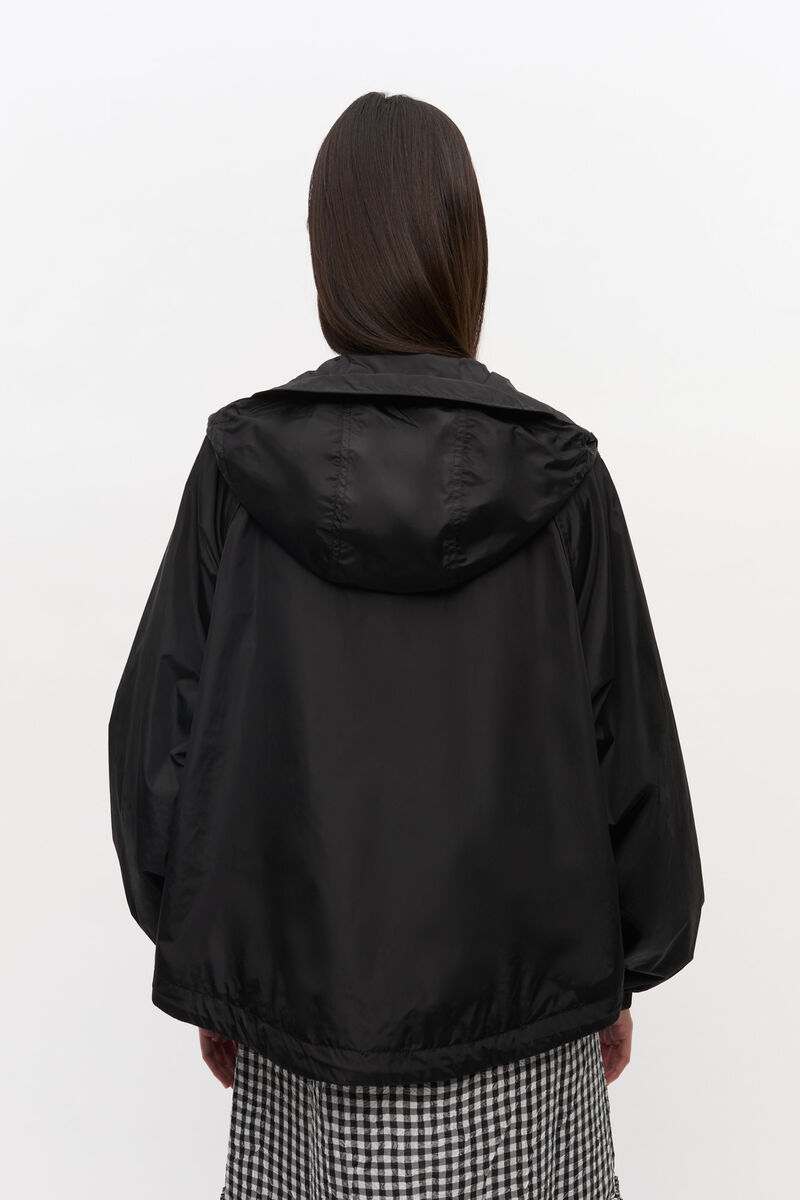Svart nylonjacka, Nylon, in colour Black - 3 - GANNI