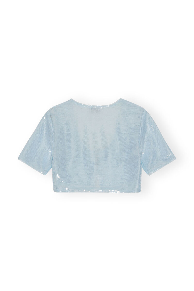 Light Sequins blus, Recycled Polyester, in colour Ice Water - 2 - GANNI