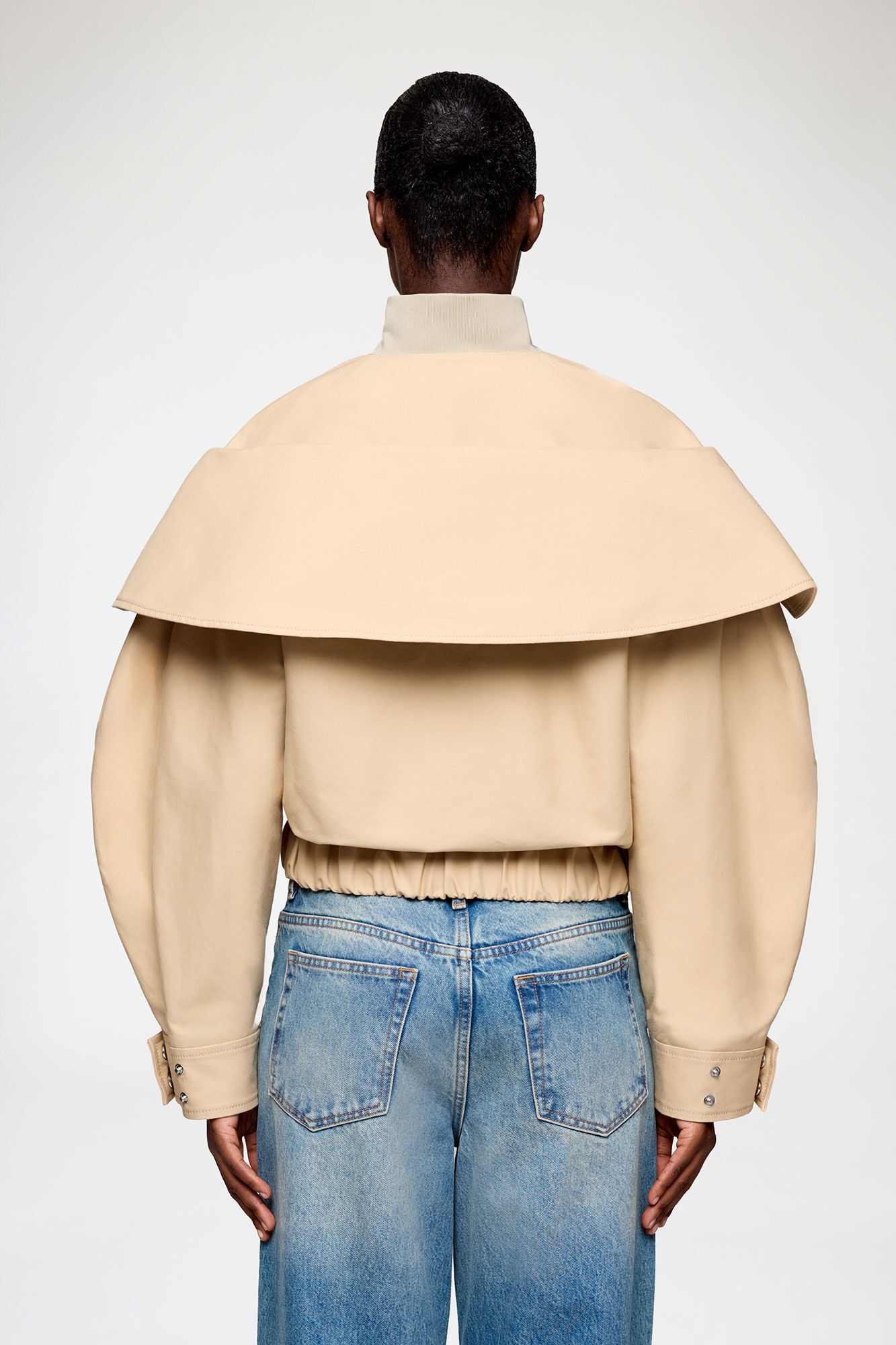 Warm Sand Bomber in Beige Cotton | GANNI (Global) JP