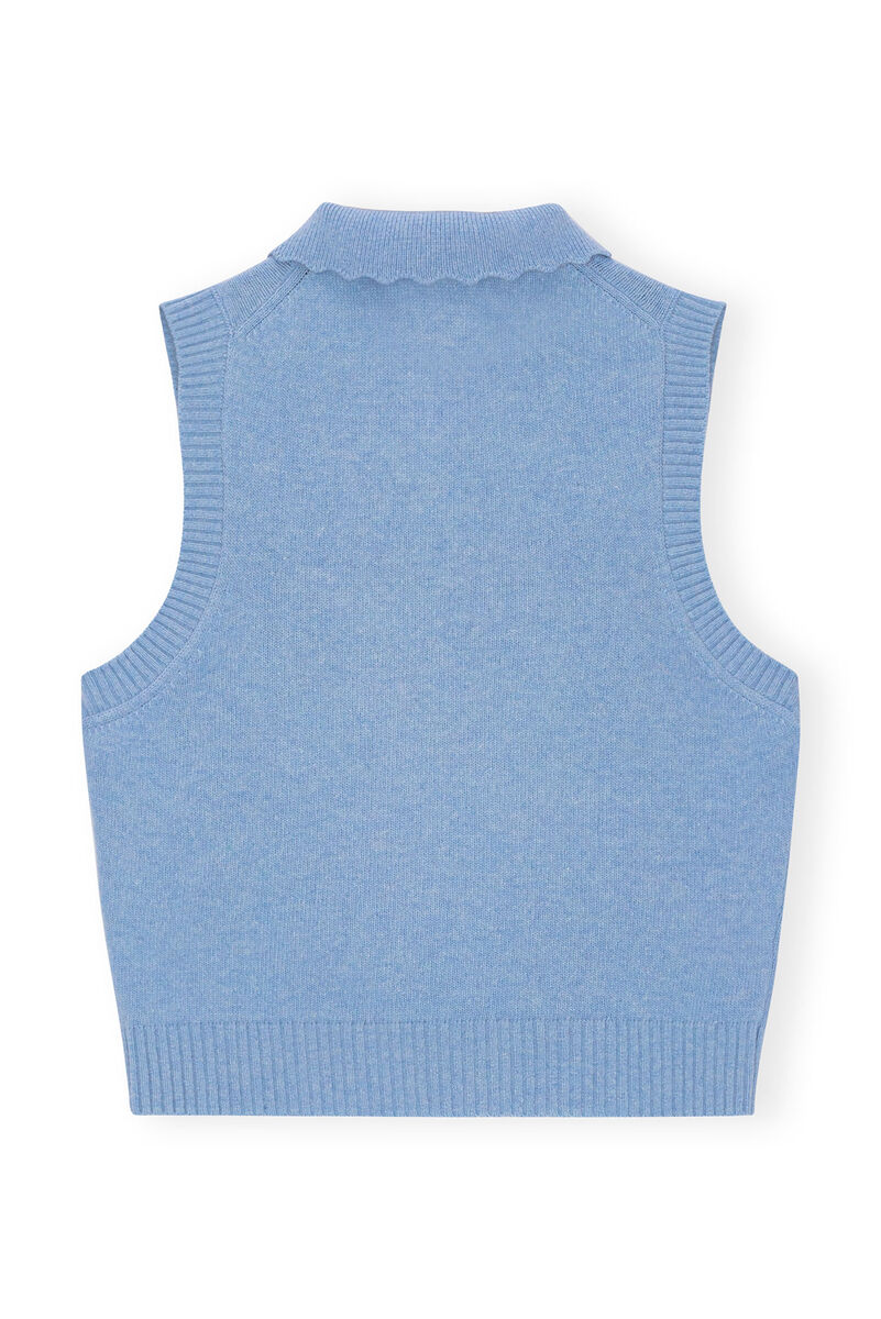 Re-cut Blue Graphic Vest, Recycled Polyamide, in colour Silver Lake Blue - 2 - GANNI