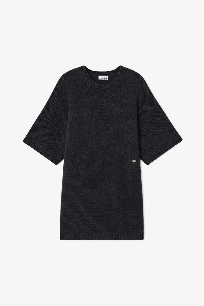 Dark Grey Wool Mix Dress, Phantom