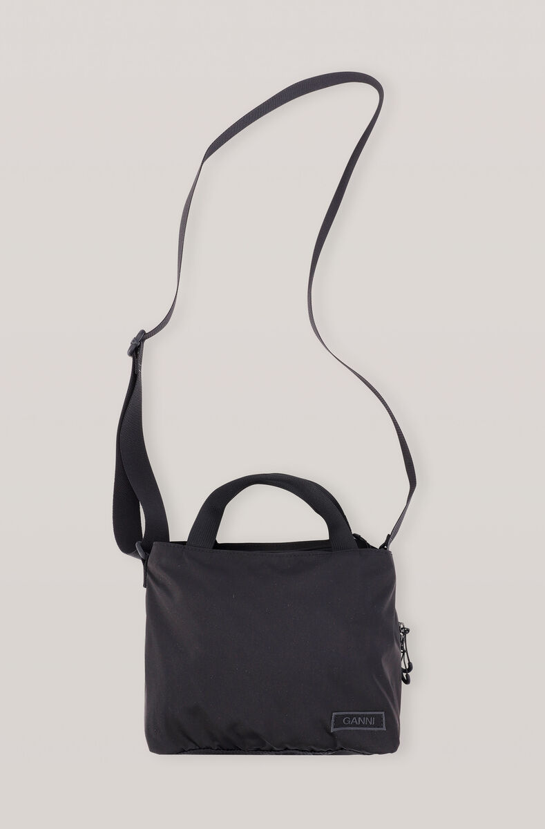 Recycled Tech Top Handle Bag, Polyester, in colour Black - 1 - GANNI