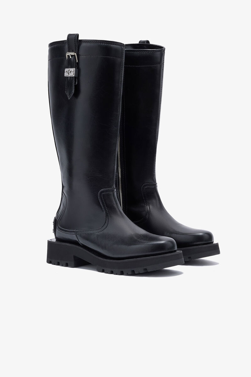 Black Oleatex High Boots, Cotton, in colour Black - 2 - GANNI