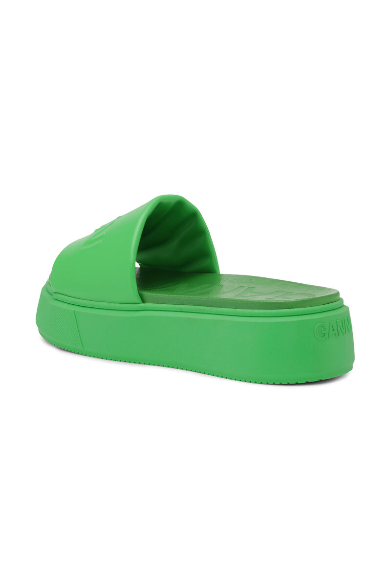 VEGEA™ Slide Sandals, Vegan Leather, in colour Kelly Green - 2 - GANNI