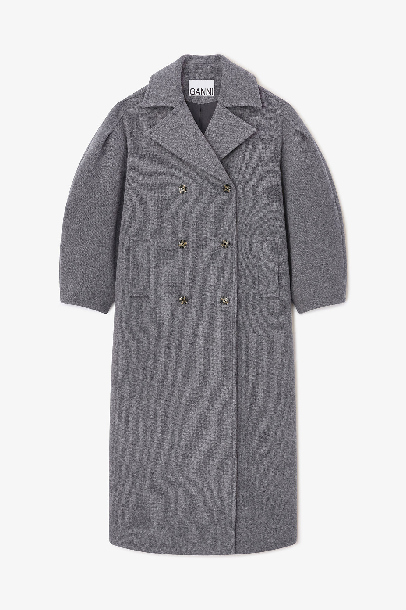 最終セール！新品！Riu Principal icon coat グレー Grey Wool Oversized Long Peacoat | GANNI US