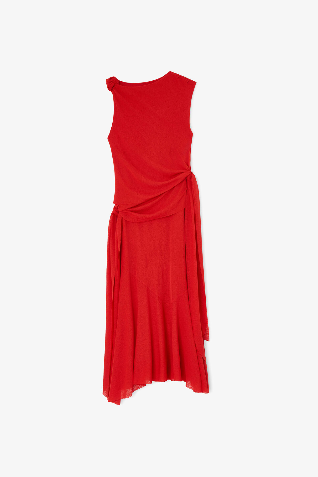 Robe longue en maille chin&eacute;e, Recycled Polyester, in colour Goji Berry - 1 - GANNI