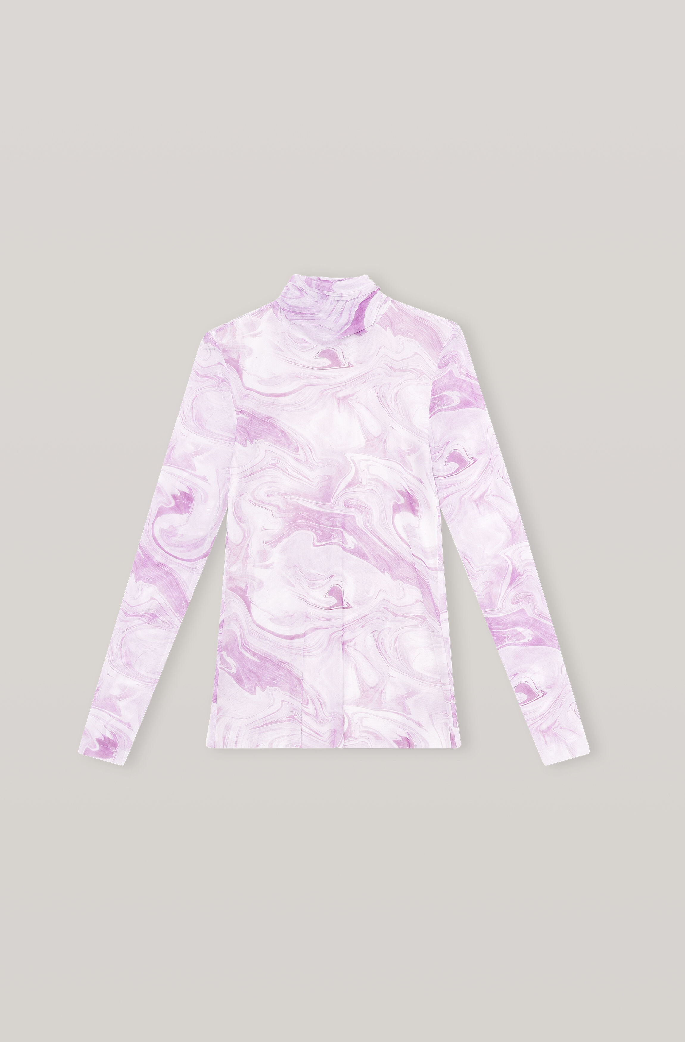 Printed Mesh Rollneck, Elastane, in colour Orchid Bloom - 1 - GANNI