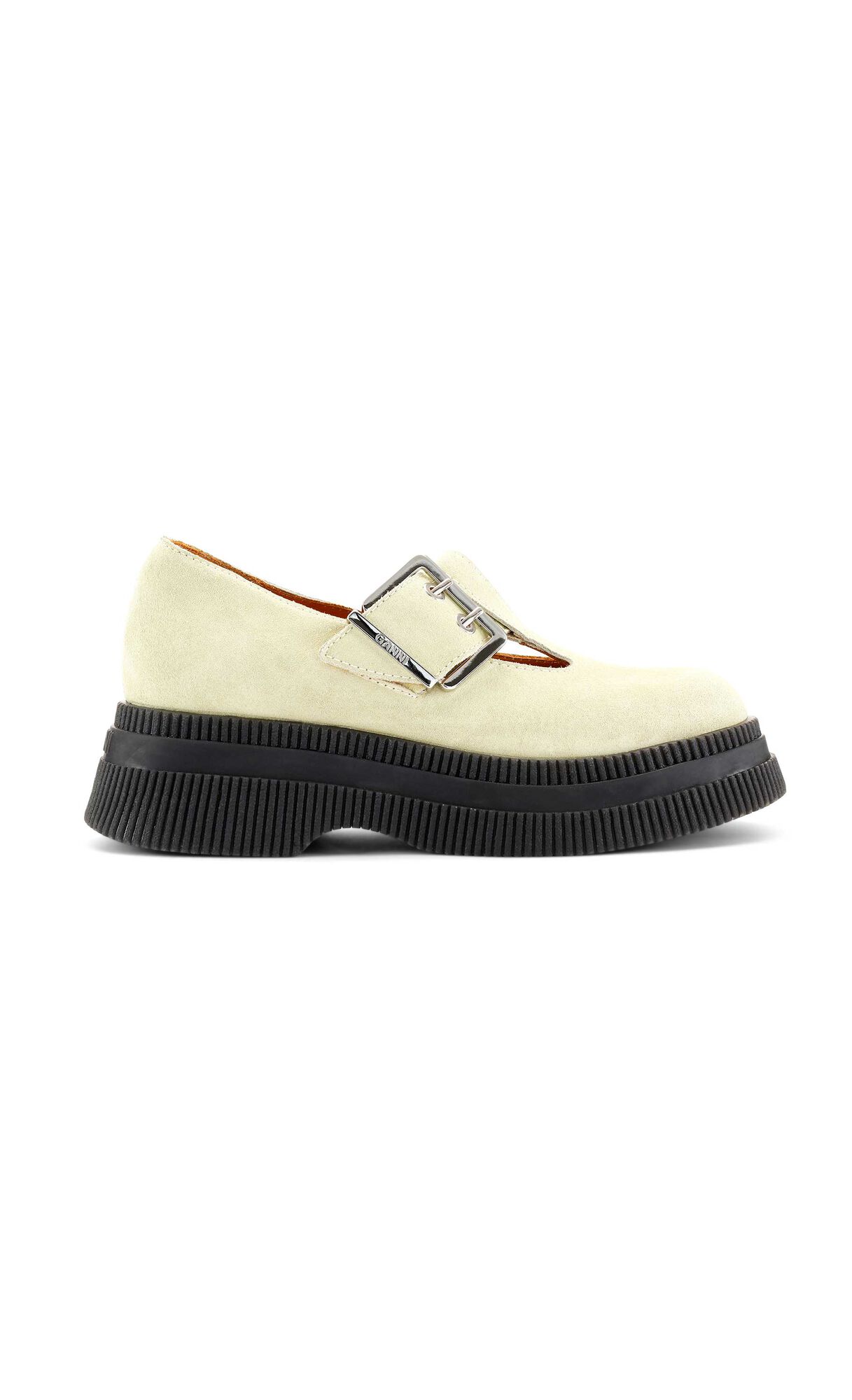 Suede Creepers T-Strap, Leather, in colour Bog - 1 - GANNI