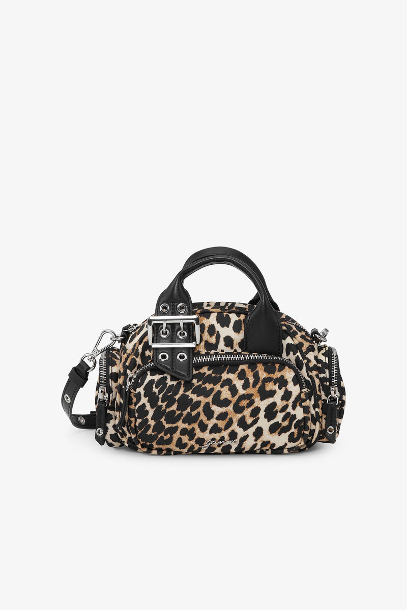 Leopard Mini Polochon Bag, Nylon, in colour Leopard - 1 - GANNI