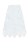 Broderie Anglaise Wavy Midi Skirt, Cotton, in colour Illusion Blue - 1 - GANNI