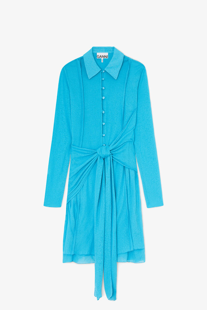 Short Dress in Marl Mesh, River Blue