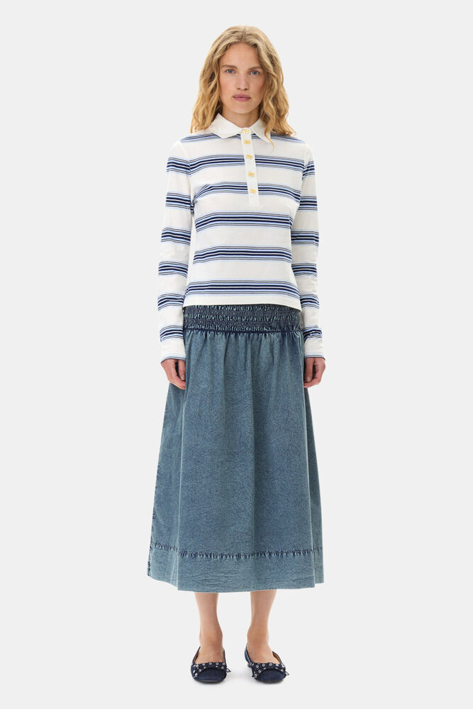 Blue Cotton Poplin Smock Skirt, Sky Captain