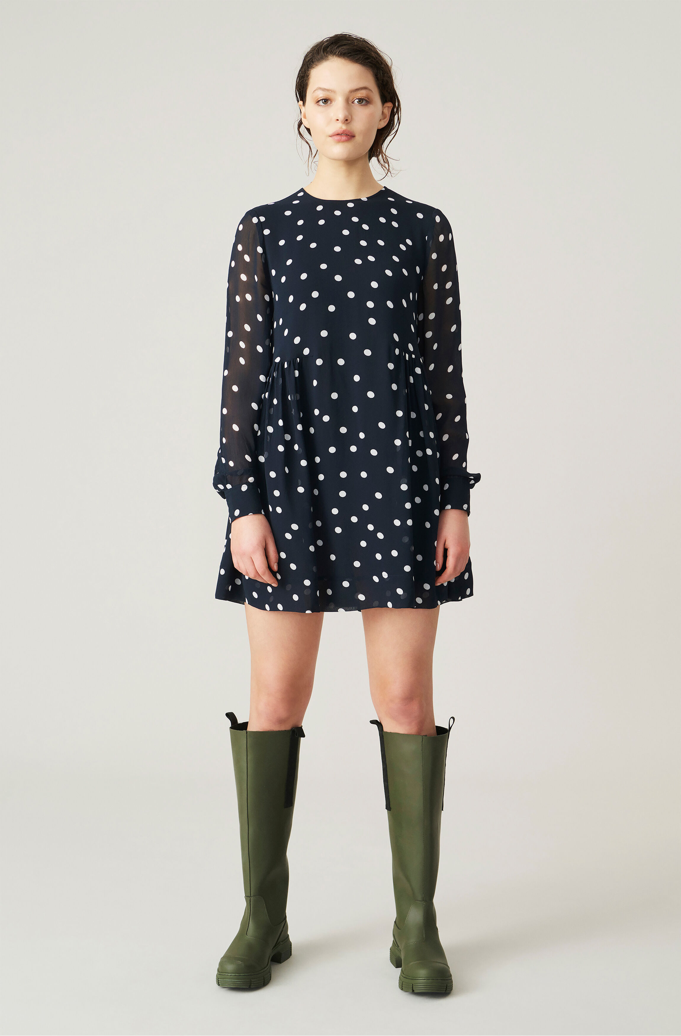 ganni rometty georgette mini dress