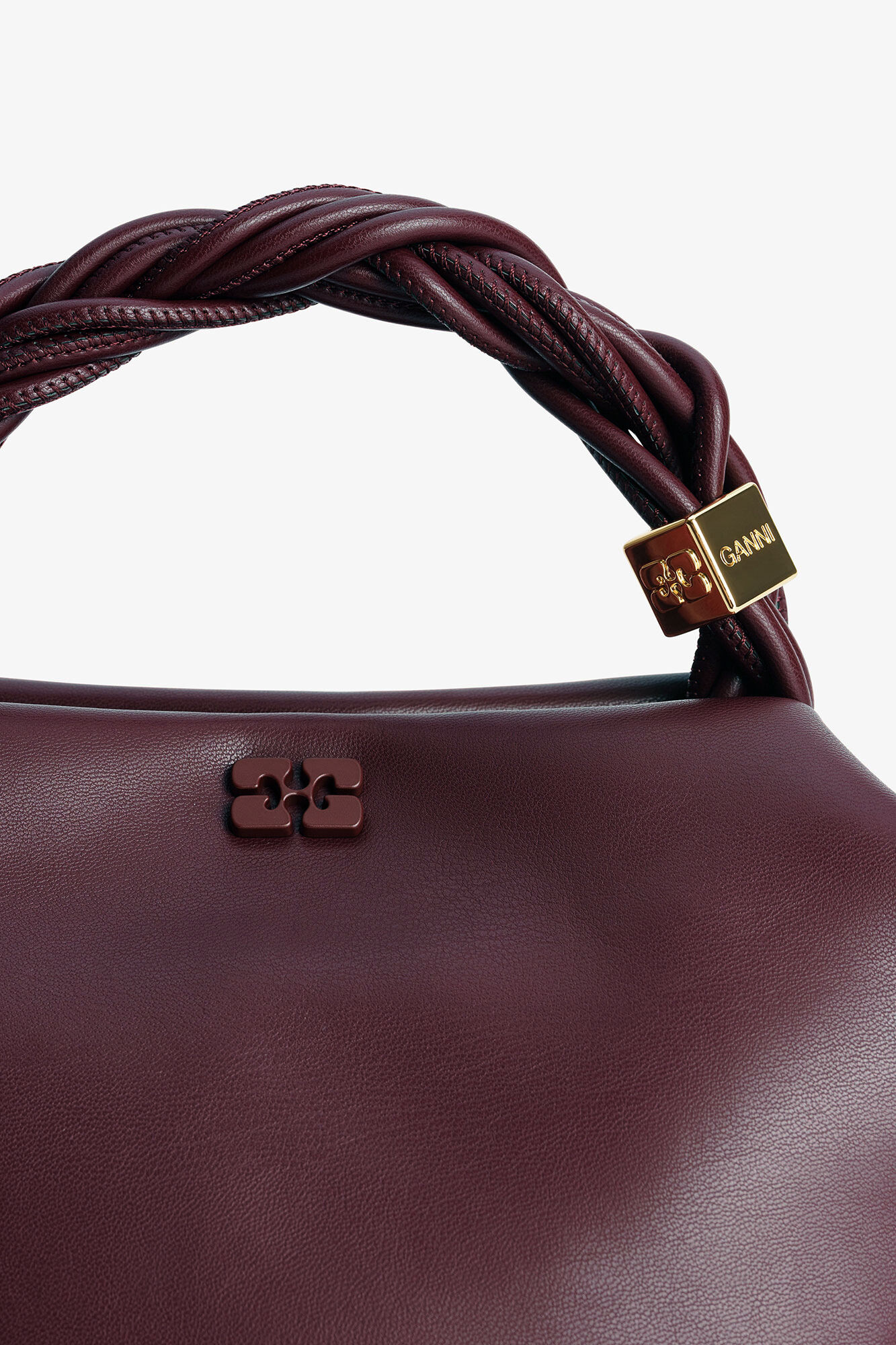 Burgundy Small Bou Bag, Recycled Leather, in colour Burgundy - 5 - GANNI
