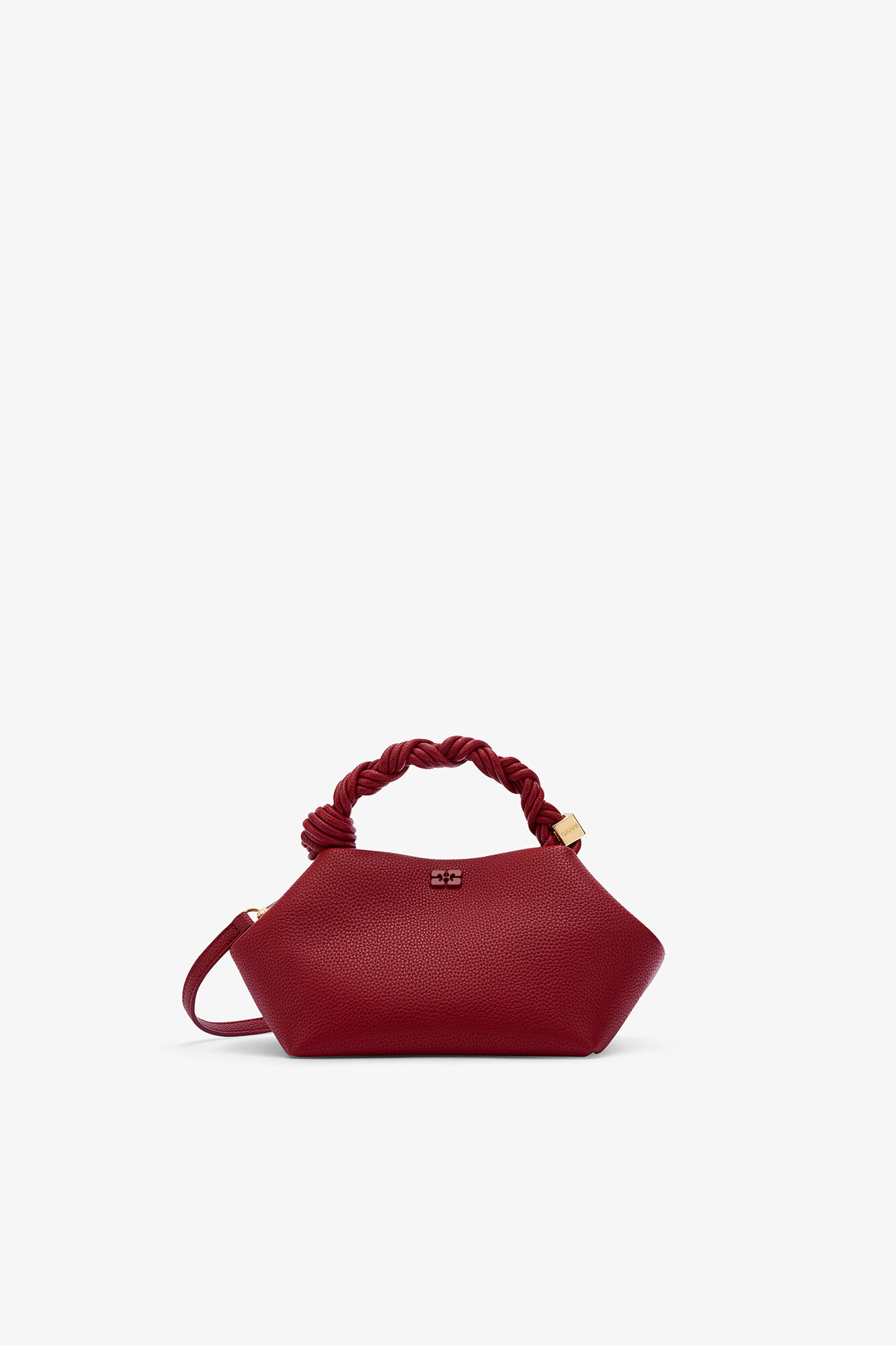 Petit sac &agrave; main en grain rouge Bou, Recycled Polyester, in colour Red Dahlia - 1 - GANNI