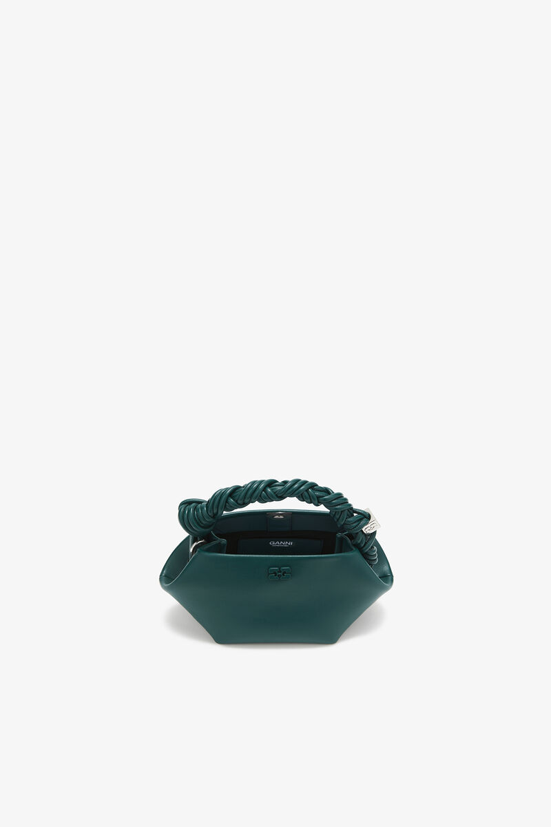 Sac mini vert Bou, Recycled Leather, in colour Dark Green - 3 - GANNI