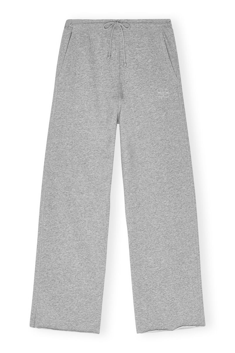 Grey Isoli Wide Leg Pants, Cotton, in colour Paloma Melange - 1 - GANNI